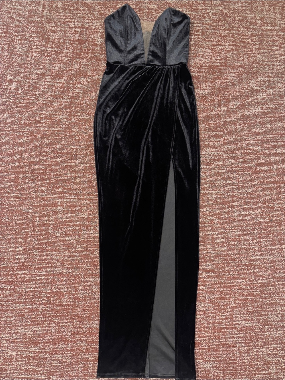 Michael Costello x Revolve black strapless corset top plunging v high slit small